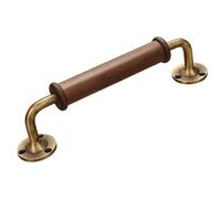 ZONSHJDKR Cabinet Handles, 1PC Brass Door Pull Handle Black Walnut Handrail Towel Bar for Barn Gate Closet Sliding Sheds(Brushed Brass)