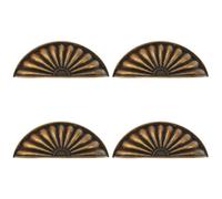 ZONSHJDKR Cabinet Handles, 4 Pack 3 Inch Hole Center Cup Cabinet Pulls Petal Pattern Drawer Handles Zinc Alloy Hardware for Kitchen Dresser Nightstand(Yellow Bronze)