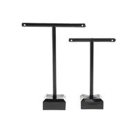 ZONSHJDKR Earring Display Stands 16Pcs Jewelry Stand Holder Rack Tree T-Shape Bars Long Necklace Bracelet for Shows(Black)