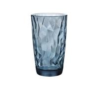 ZONSHJDKR Glass Cups Colored Diamond Embossed Drinking Glasses, Heat-Resistant Highball for Water Milk Juice Beer Cocktail and Wine for(Blue,L)