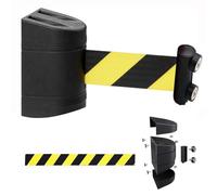 ZONSHJDKR Retractable barrier Black Magnetic attraction Wall Mount Queue Belt Barrier, 2/3/5/10M magnetic Retractable Crowd Control, with mounting accessories(3M/9.8FT)