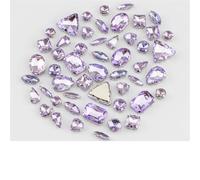 ZONSHJDKR Rhinestone Multi Shape Flat Back Mix Size Glass Sew On Rhinestones Colorful Crystals Stones for Wedding Dress Decoration(Violet,30Pcs)