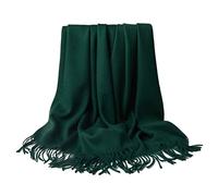 ZONSHJDKR Warm Cashmere Scarf, 79×28-Inch Large Blanket Long Lamb Wool Scarves with Tassel Neck Head Female Shawls(10 Forest Green)