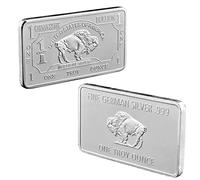 Zonster 1pc Silver Bar Uncirculated Rectangle Electroplated Buffalo Embossed Pattern Bullion Coin for Souvenir Collection