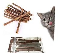 Zonster 20pcs Natural Cat Catnip Sticks Cat Catnip Toys Matatabi Silvervine Chew Sticks Dental Treats Teeth Grinding Chew Toys, Brown, One Size