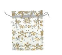Zonster 25pcs 12cmx16cm Snowflake White Organza Wedding Favours Merry Christmas Baking Packaging Bags Kids Gifts Bag
