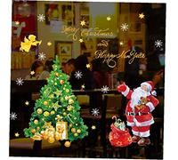 Zonster Christmas Window Stickers Large Santa Claus Xmas Tree Gift Box Candy Socks Clings Ornament Diy Wall Door Mural Decal Sticker for Showcase, 60 * 90cm