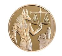 Zonster Gold Plated Egypt Death Protector Anubis Coin Collection Copy Coins Egyptian Commemorative Coins Collection Gift, 40x3mm