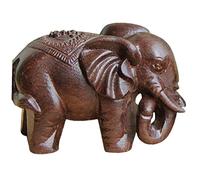 Zonster Mini Hand Carved Wooden Elephant Ornament Animal Ornaments Statue Desk Ornaments Present for Children Adults Animal Lovers