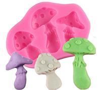 Zonster Mushroom Shaped Silicone Mold Chocolate Candy Clay Moulds for Diy Desserts Ice Cube Tray Gum Paste Cupcake Decor, Pink