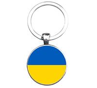 Zonster Ukraine Flag Keychain Double Side Ukrainian Keyring National Flag Pendant Jewelry for Bag Accessories, Yellow, Blue, 25 mm/0.98inches