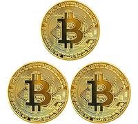 ZONSUSE 3pcs Bitcoin Commemorative Round Collectors Coin - Bit Coin, Bitcoin Coin, Cryptocurrency in Protective Collectable Gift, Coin Art Collection Physical