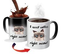 ZONSUSE Cat Colour Changing Mug, I Need Coffee Heat Changing Mug,Funny Cat Heat Sensitive Magic Coffee Cup, Ideas Gift for Women Girl Girlfriend Cat Lover Colleague Birthday Christmas 330ml (Cat)