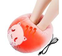 ZONSUSE Cat Electric Foot Warmer Muff, 5V 2A USB Heated Feet Warmers, Animal Design Plush Heating Foot Muff, with Removable Pad, Machine Washable, Gift for Cat Lovers & Girls (Pink Kitty)