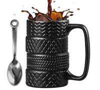 ZONSUSE Creative Tire Mug, 3D Tire Coffee Cup, Novel Mechanical Style Breakfast Cup, Funny Gift for Men Women Colleagues Friend Husband Birthday Holiday 500ml (with Classic C Handle)