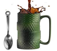 ZONSUSE Creative Tire Mug, 3D Tire Coffee Cup, Novel Mechanical Style Breakfast Cup, Funny Gift for Men Women Colleagues Friend Husband Birthday Holiday 500ml (with Classic C Handle-Green)