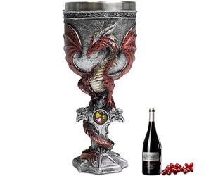 ZONSUSE Dragon Wine Goblet, Gothic Pterosaur Chalice, Medieval Red Dragon Drinking Cup, Funny Gifts Collectibles for Dragons Lover, Gothic Theme Party Home Decor 200ml (Red B)