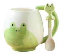 ZONSUSE Frog Coffee Cup,Cute Frog Mug and Spoon,Kawaii 3D Animal Mug, Personalized Breakfast Mug, Fun Office Tea Cup,Frog Mugs for Adults,Children, Boyfriend,Girlfriend,Frog Lovers 450ml(Frog)