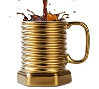 ZONSUSE Mechanical Bolt Coffee Mug, 3D Screw Ceramic Cup, Funny Industrial Style Tea Cups for Office, Studio & Home Décor, Personalised Gifts for Dad, Boyfriend, Engineer & DIY Lover 380ml (Gold-Bolt)