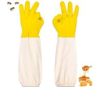 ZONSUSE Premium Goatskin Beekeeping Gloves, Beekeeper Protected Gloves with Ventilated Canvas Long Sleeves, Gardening Work Gloves, Beekeeping Equipment Compatible with Bee Protective Suits (Yellow)