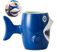 ZONSUSE Shark Mug, Sharks Coffee Cup, Jaws Shape Mug, Cute 3D Animal Mugs, Sharks Ceramic Mugs, with Fish Tail Shaped Handle, Personalized Gift for Daddy Boy Girl Jaws Fans 450ml(Shark)