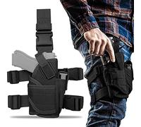 Zonsuse Tactical Drop Leg Holster with Magazine Pouch, Adjustable Gun Holster for Hunting, Shooting, Military Games, Training or Cosplay (Black)