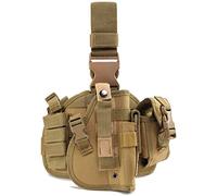 Zonsuse Tactical Drop Leg Holster with Magazine Pouch, Adjustable Gun Holster for Hunting, Shooting, Military Games, Training or Cosplay (Khaki B)