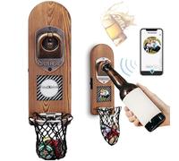 ZONSUSE Wooden Beer Bottle Openers with Magnetic Catcher, Personalised Traceless Bottle Opener Wall Mounted, Home Bar Accessories for Kitchen, Garden, Outdoor, Ideal Beer Gifts for Men (Style 7)