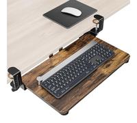 Zontera Ergonomic Mouse & Keyboard Tray Under Desk, Pull Out with Adjustable C-clamp, 20 (25.9 Including Clamps) x 11.8 Inch Slide Out Computer Keyboard Drawer Mouse Tray for Typing, Rustic Brown
