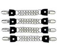 ZONY INC 4-Pack Clip-On Leather Double Chain Motorcycle Biker Vest Extenders - Adjustable Heavy-Duty Snap Extensions for Men & Women - 6 1/2 Inch