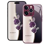 zonyee Case for iPhone 14 with Rabbits Design, Phone Case with Camera Protection Compatible with iPhone 14 Pro, Patchwork colour design Case All-round protection-Purple