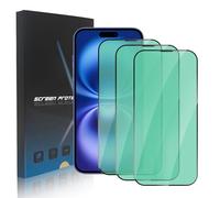 zonyee Screen Protector for iPhone 16, 3 Pack Anti Blue Light Tempered Glass Protective Film [Green Light Eye Protection] Compatible with iPhone 16 6.1'', Anti Fingerprint, Anti Scratch