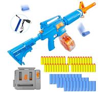 ZONZTER Toy Gun, Automatic M16 Blasters, Electric Foam Blaster Rifle Darts Rotating Drum, Auto & Manual Modes, 1 Dart Loader 40 Darts 30 Bullet Cases, Shell Ejecting Toy Gun, Gift for Boy Girl - Blue
