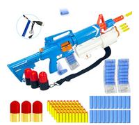 ZONZTER Toy Gun, Electric Soft Bullet M16 Models Foam Blasters, Shell Ejecting Toy Gun, 3 Grenade Bullets Auto/Manual Modes, Elastic Band with Grenade Launcher for Boys Girls Age 8+ - Blue
