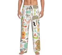 Zoo Alphabet Animal Men'S Fun Pajama Pants With Pockets,Halloween Pajama Pants,Suitable For Wearing At Home.