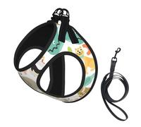 Zoo Alphabet Animal Print Adjustable Harness Leash Set For Cats And Dogs, Soft Breathable Kitten Puppy Mesh Vest With Reflective Design, Escape-Proof Lead For Small Pets Walking Training