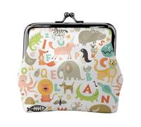 Zoo Alphabet Animal Print Portable Women Coin Purse Cute Mini Zipper Wallet with Kiss Lock Credit Cards, Black, One Size