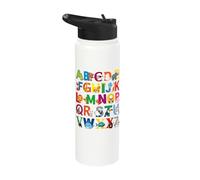 Zoo Animal Alphabet ABCs Learning Cute Kindergarten Teacher Stainless Steel Insulated Water Bottle