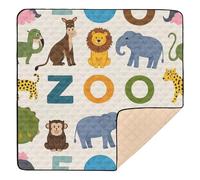 Zoo Animal Alphabet Art Large Non-Slip Baby Gym & Activity Mat for Indoor Outdoor Cozy Breathable Tummy Time Mat for Babies Infants Toddlers, 50'' x 50''