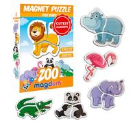 Zoo Animal Magnetic Puzzle for Kids - Magdum - 6 Zoo Animals with 18 Magnetic Pieces - First Learning Puzzle Game for Toddlers - Educational Preschool Toy - Large Safe Durable Pieces - Gift