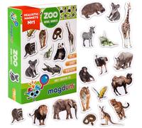 Zoo Animal Magnets for Kids 1-4 - Magdum - 19 Large Fridge Magnets - Realistic Jungle Animals Learning Toy for Toddlers - Educational Preschool Set - Strong Durable Safe Magnets - Kids Gift