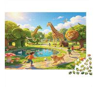 Zoo Animal Park 1000 Piece Jigsaw Puzzle Paper for Adults Nature Playground Scene Jigsaw Puzzle for Family Relaxation Focus Home Decor Gift 38x26cm/1000pcs