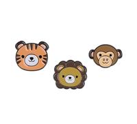 Zoo Animal Themed Gift Set Collection Of 3 Pin Badges Including A Cute Lions Face, Happy Tiger And A Smiling Monkey