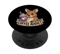 Zoo enthusiast Cute Baby Kangaroo Boba Tea Coffee Addict PopSockets Adhesive PopGrip