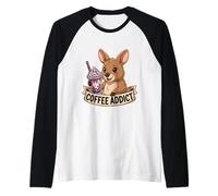 Zoo Enthusiast Cute Baby Kangaroo Boba Tea Coffee Addict Raglan Baseball Tee