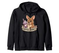Zoo enthusiast Cute Baby Kangaroo Boba Tea Coffee Addict Zip Hoodie