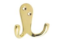Zoo Hardware Double Coat Hook - Polished Brass
