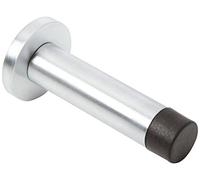 Zoo Hardware Wall Mounted Projection Cylinder Door Stop with Rose - Satin Chrome