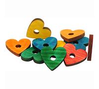 Zoo-Max Coloured Pine Wood Hearts - Parrot Toy Parts - 10 Pack