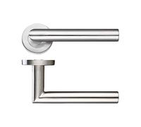Zoo Mitred Lever Door Handle On Rose Stainless Steel